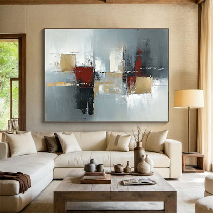 Gray - Toned Geometric Abstract Art for Industrial - Chic Loft & Modern Corporate Reception SC244