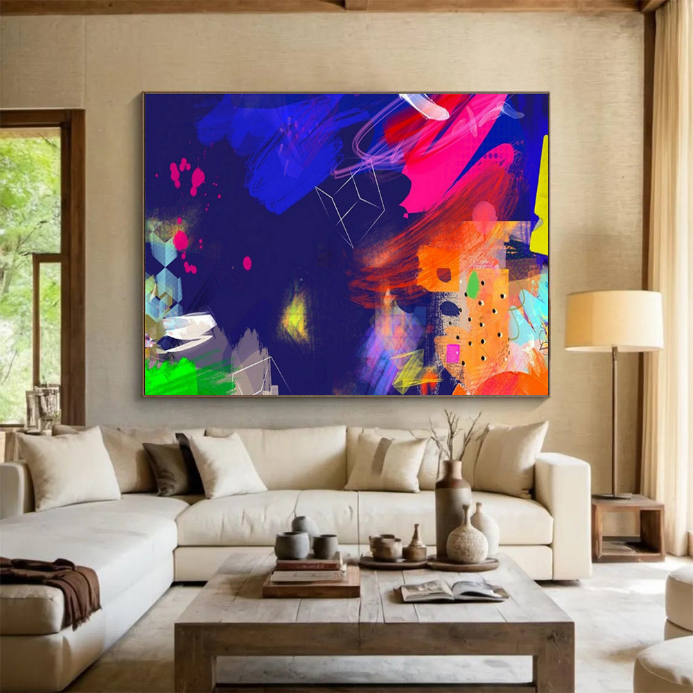Dark - Night Colorful Abstract Art for Rooftop Bar Backdrops DLZ2586