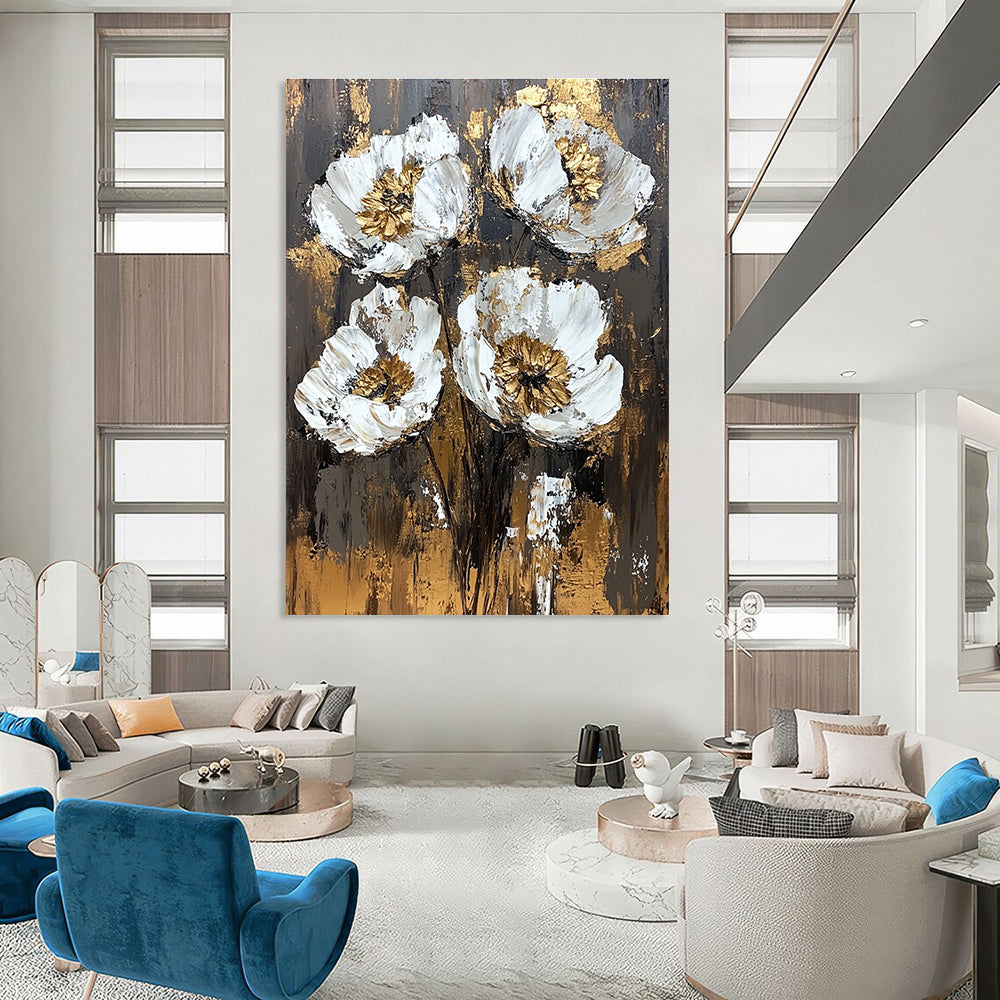Gold - Accented Flower Abstract for Luxury Bedroom & Upscale Restaurant STSC834