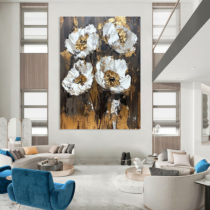 Gold - Accented Flower Abstract for Luxury Bedroom & Upscale Restaurant STSC834