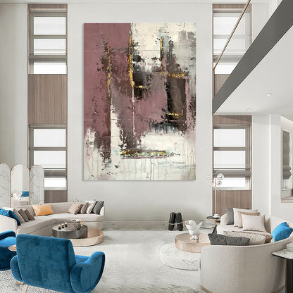 Pink - Gold Abstract Art for Living Room & Dining Room DLZ0556