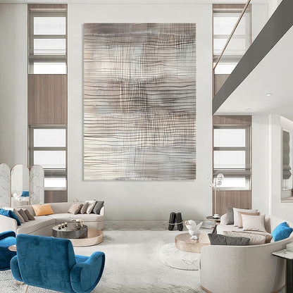 Grid - Patterned Abstract Art for Minimalist Home Office & Calm Home Reading Nook STSC1439