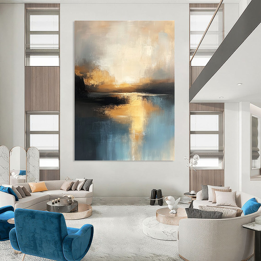 Abstract Lake Sunset for Tranquil Home Office & Nature - Inspired Lounge STSC198