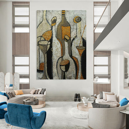 Abstract Bottles and Glasses Art for Wine Cellar & Art - Centric Dining Room DLZ2106