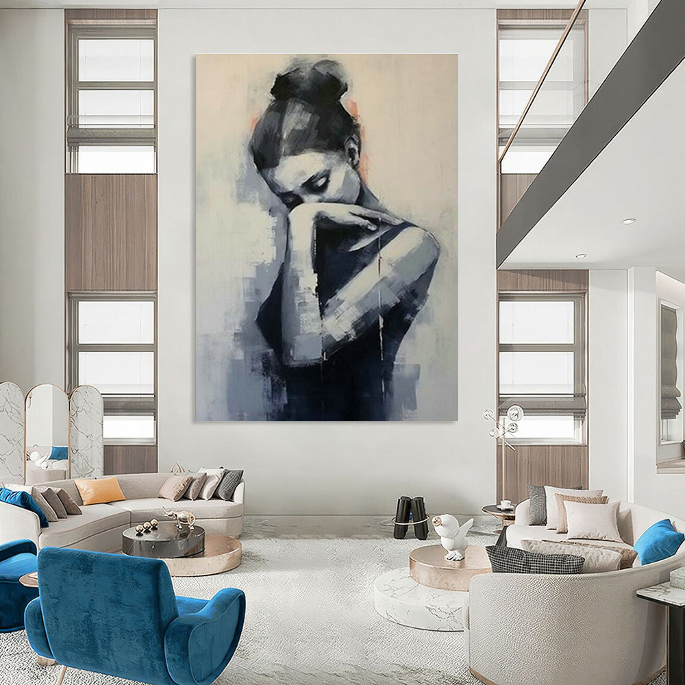 Contemplative Woman Art for Minimalist Study & Emotional Wellness Center DLZ1554