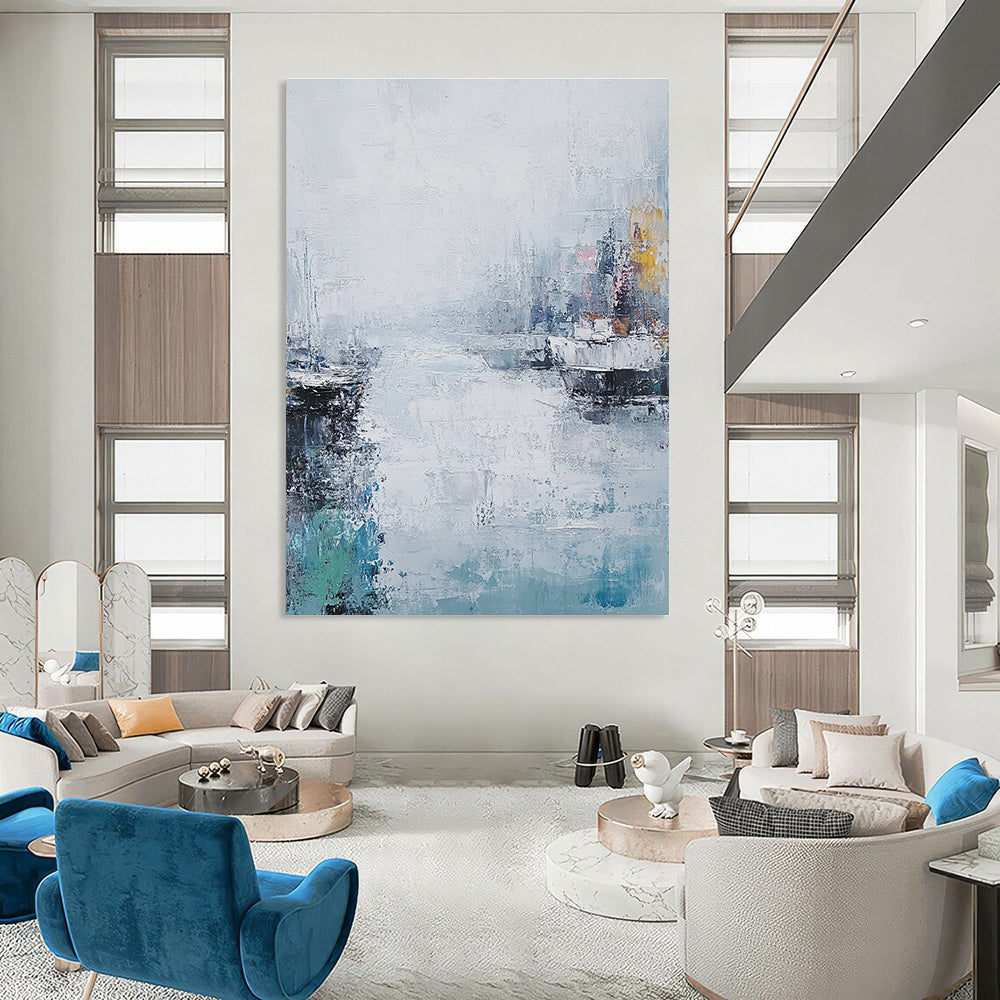 Abstract Harbor Scene for Nautical - Themed Home & Art - Loving Café STSC199