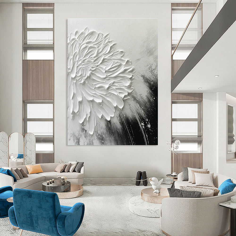 3D White Flower Abstract for Romantic Bedroom & Botanical Café DLZ0902
