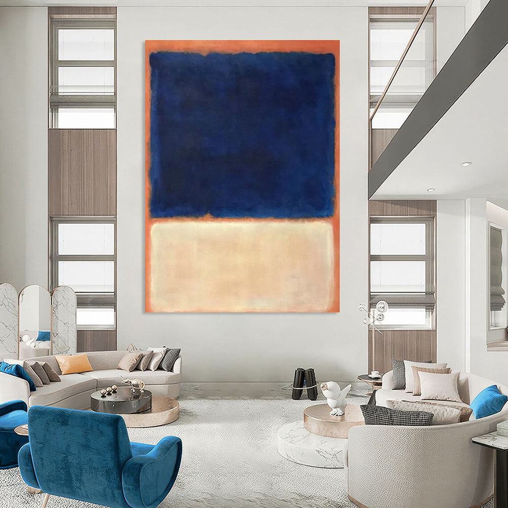 Blue - Orange Minimalist Art for Coastal Café & Contemporary Living Room DLZ2322