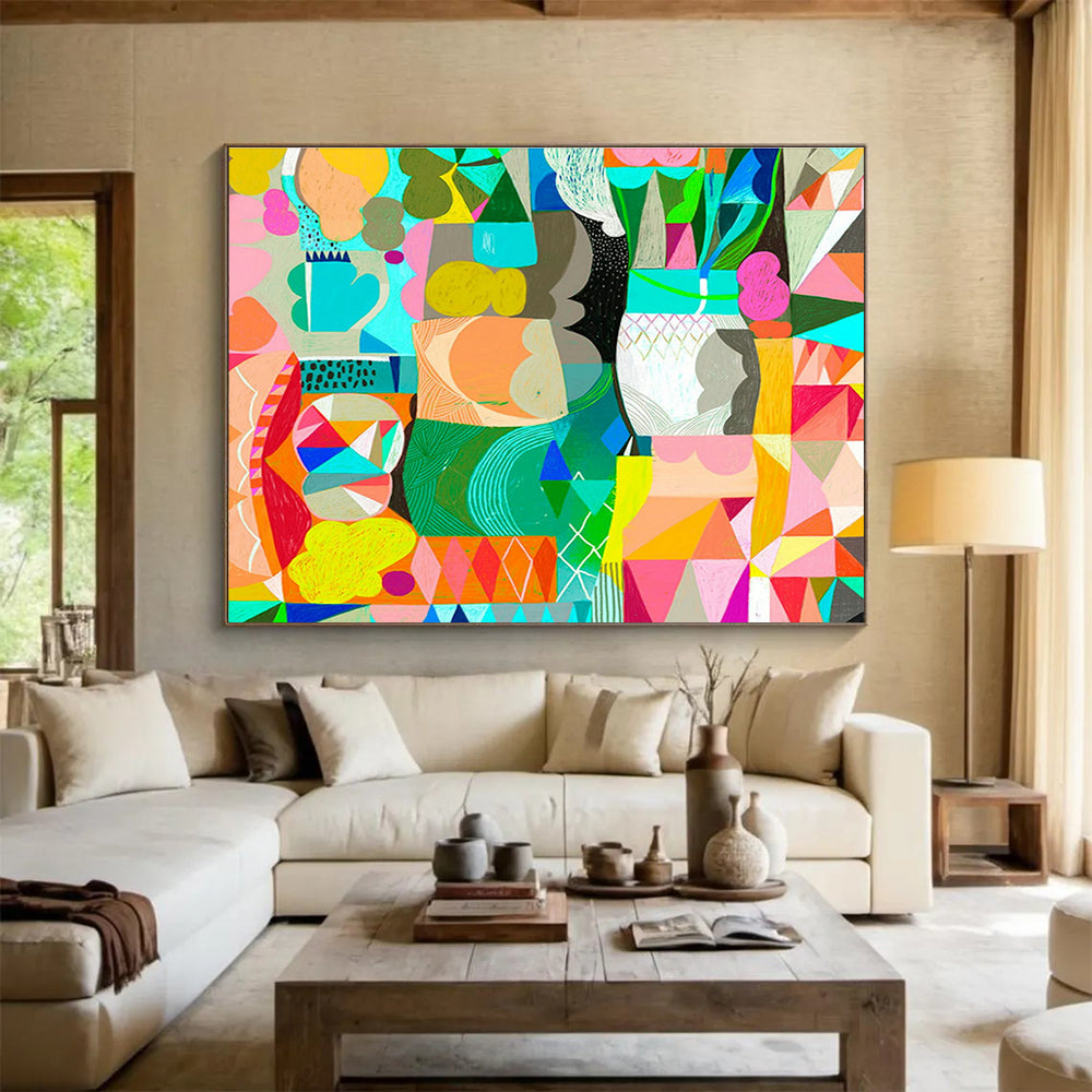 Colorful Geometric Abstract Art for Modern Living Rooms DLZ2449
