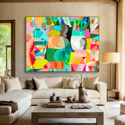 Colorful Geometric Abstract Art for Modern Living Rooms DLZ2449
