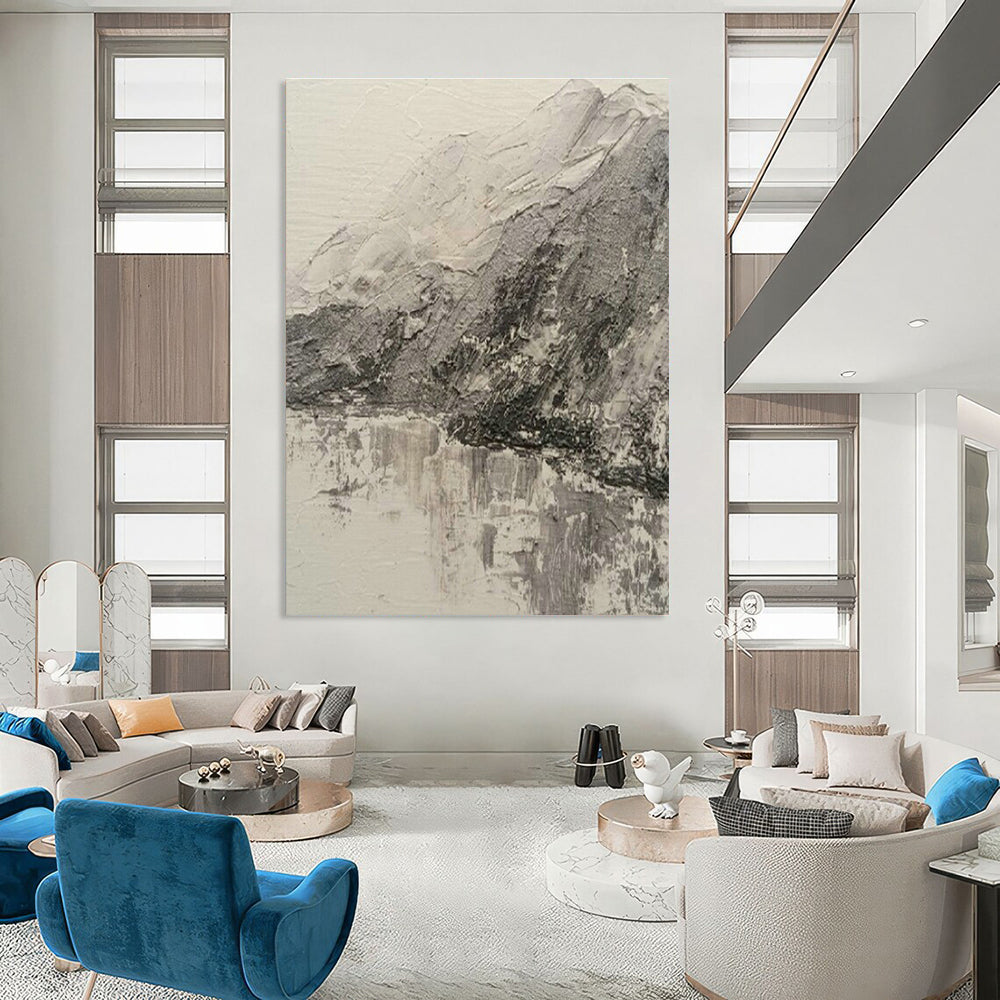 Monochrome Mountain Landscape Art for Nature - Inspired Home Office & Minimalist Gallery DLZ2115