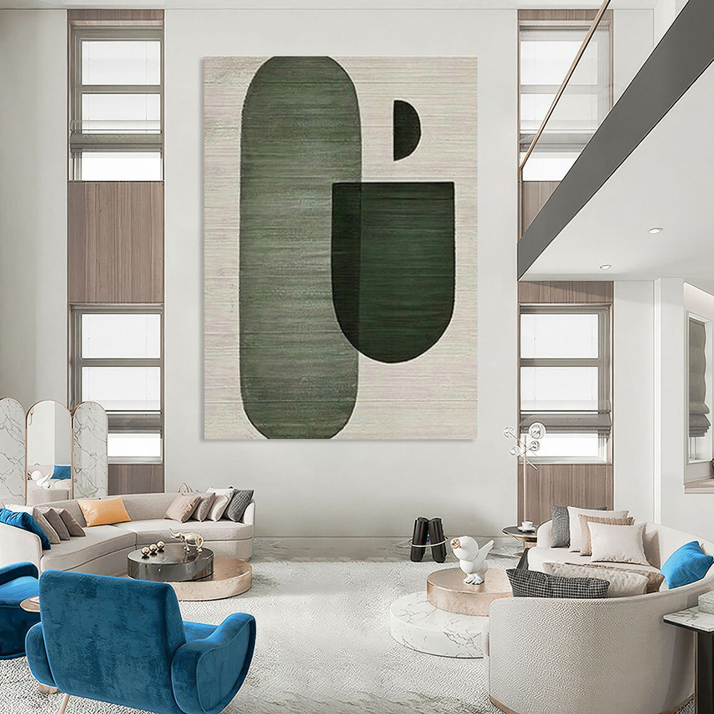 Green Geometric Shapes Art for Modern Office Lounge & Minimalist Home Study DLZ1520