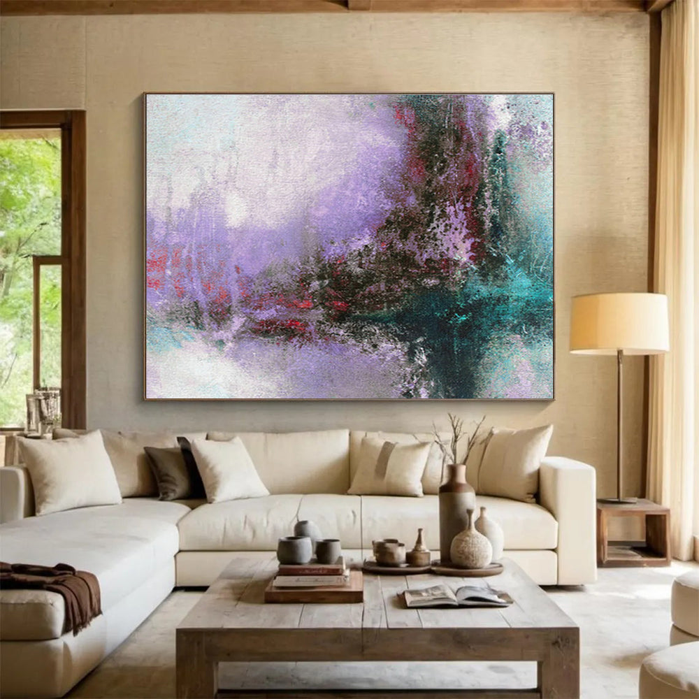 Purple - Green Hazy Abstract Art for Artistic Bedroom DLZ2764