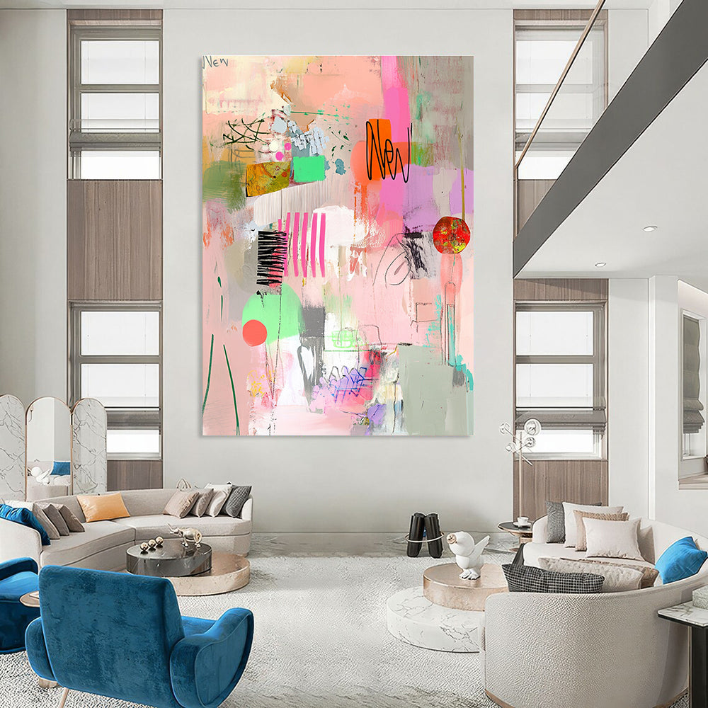Colorful Abstract Collage for Bohemian Living Room & Creative Studio STSC649