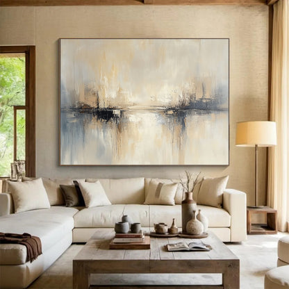 Neutral Toned Abstract Landscape Art for Industrial - Chic Loft & Minimalist Living Room SC227