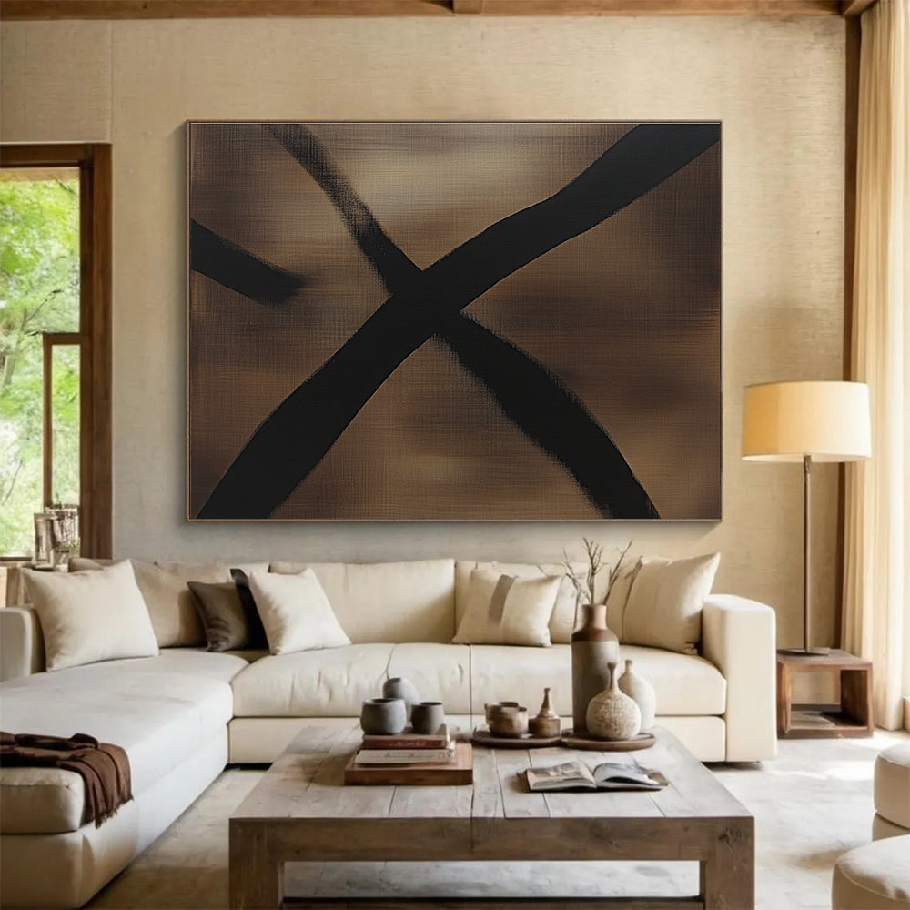Brown and Black X - Shaped Art for Masculine Study & Industrial - Style Loft SC349