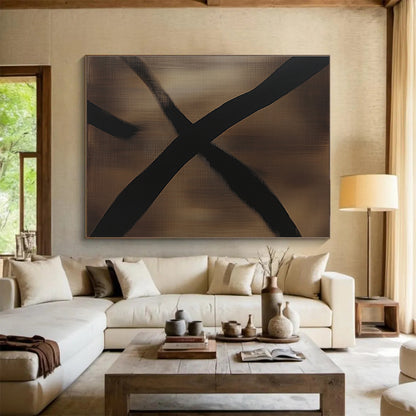 Brown and Black X - Shaped Art for Masculine Study & Industrial - Style Loft SC349