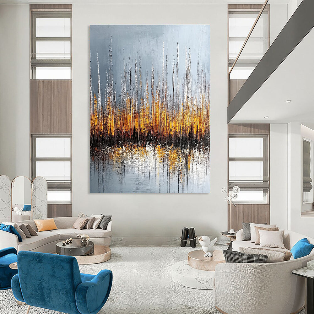 Grey and Orange Reed Reflection for Modern Lakeside Villa & Nature - Inspired Office STSC330
