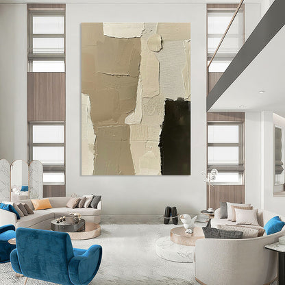Brown - Tone Collage Abstract Art for Art Deco Living Room & Boutique Hotel Lobby DLZ1168