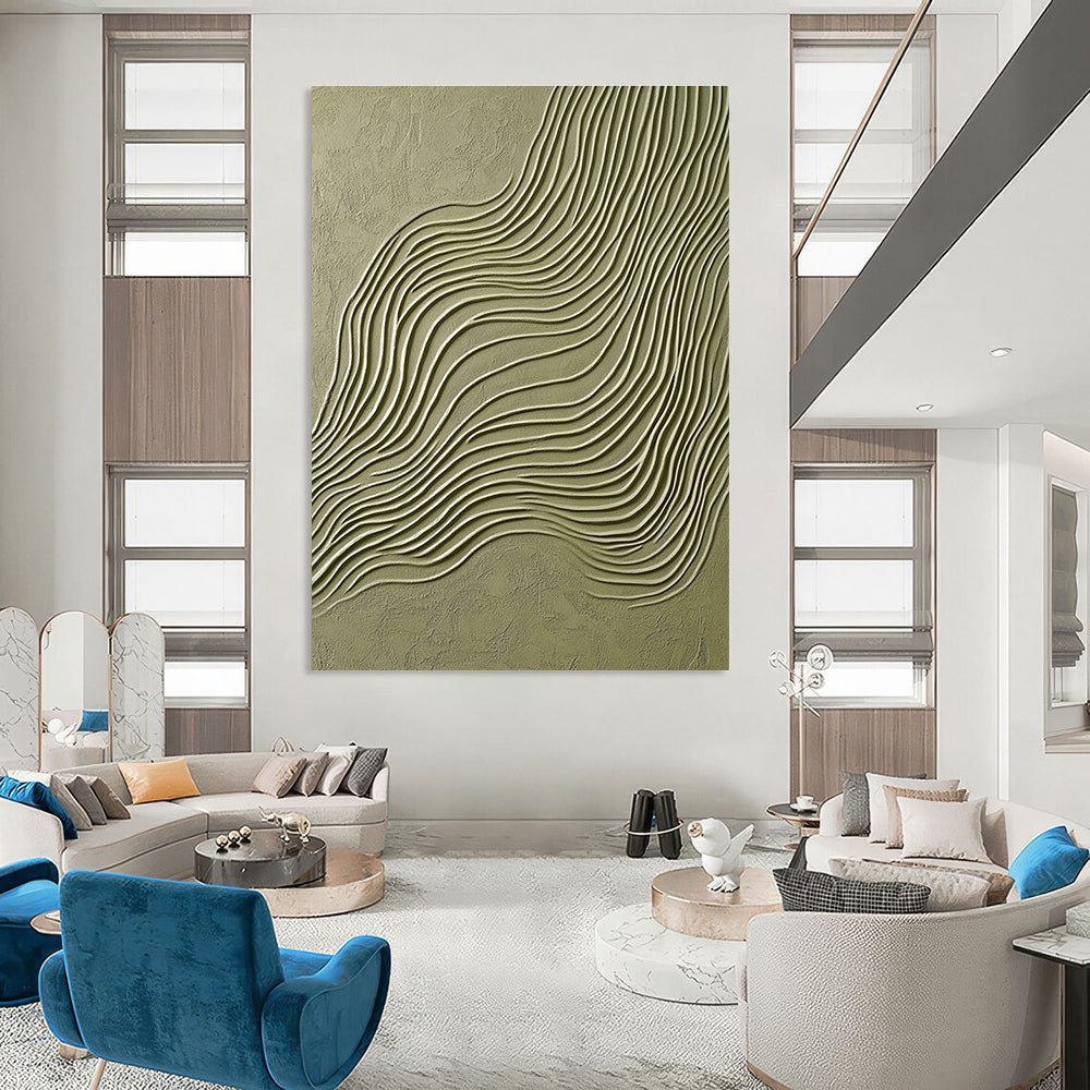 Wavy Lines in Green for Modern Eco - Friendly Café & Nature - Inspired Office STSC940