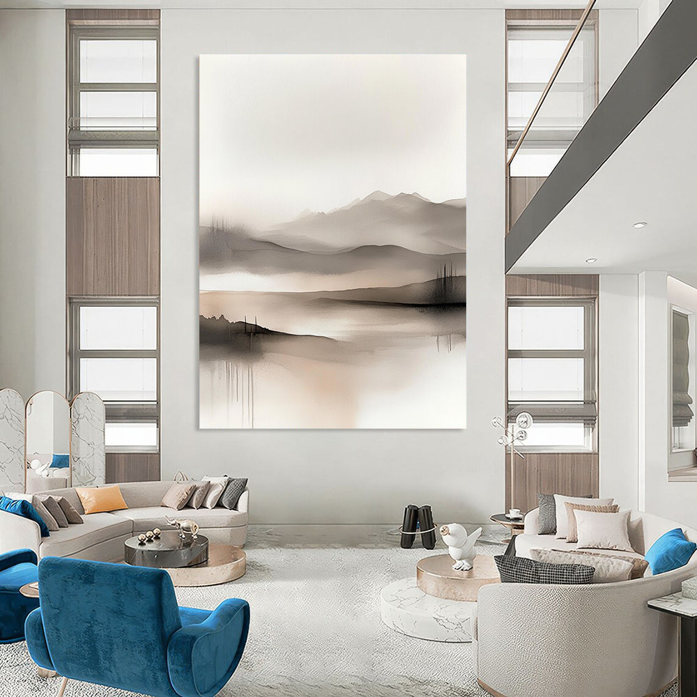 Ink - Wash Landscape for Traditional - Style Study & Zen - Inspired Home STSC504