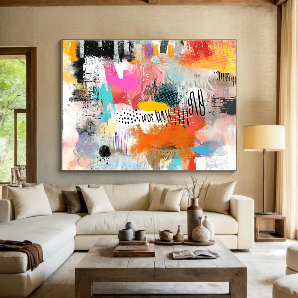 Whimsical Colorful Abstract Art for Family Playroom & Bohemian - Style Café SC508