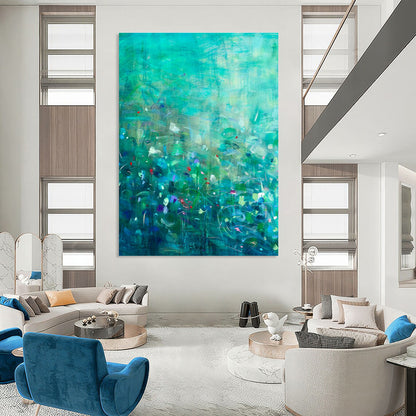 Green - Blue Floral Art for Spa Wellness Center Relaxation Zones DLZ0158