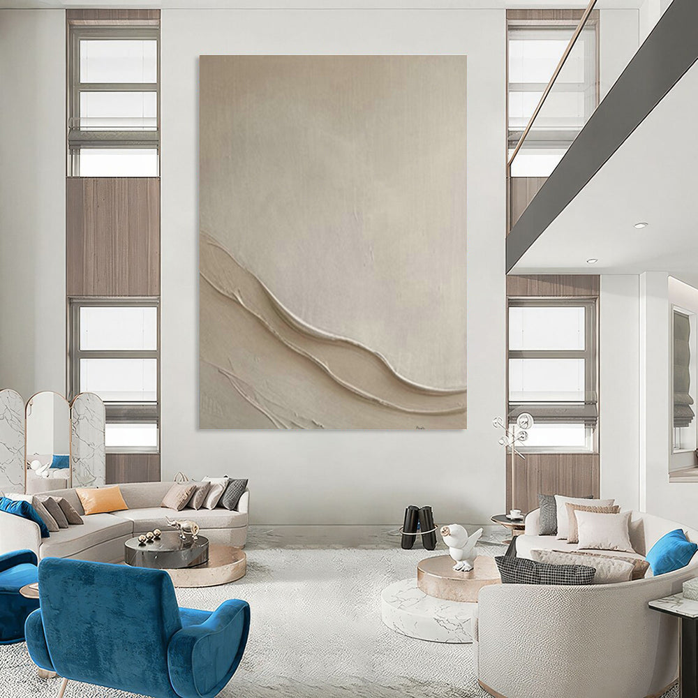 Beige Textured Abstract Art for Minimalist Bedroom & Wellness Retreat DLZ1996