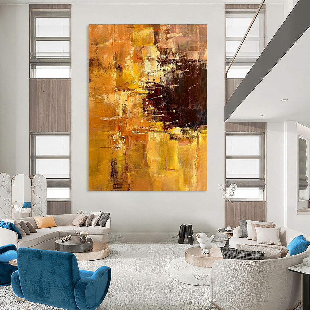 Golden Abstract Art for Dining Room & Living Room DLZ0324