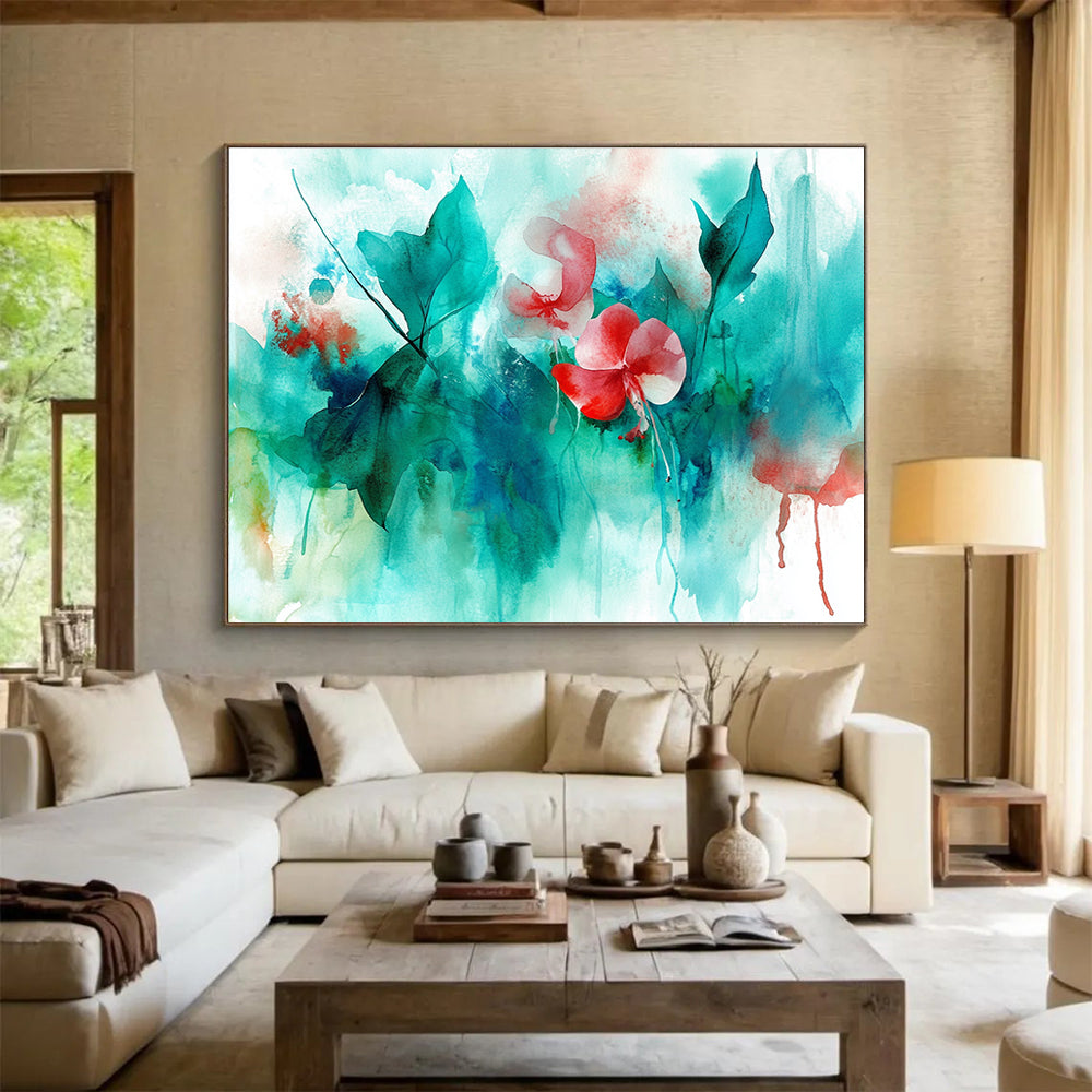 Watercolor Flowers Art for Botanical - Themed Café & Floral Design Studio SC287