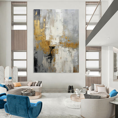 Gold - Gray Abstract Art for High - End Spa & Art - Deco Apartment DLZ1069