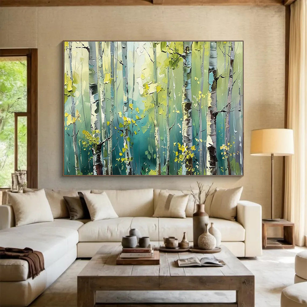 Lush Birch Forest Landscape Art for Nature - Loving Bedroom Retreat DLZ3054