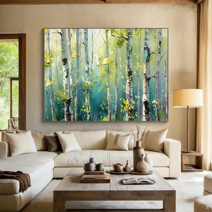 Lush Birch Forest Landscape Art for Nature - Loving Bedroom Retreat DLZ3054