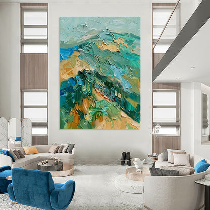 Textured Mountain Impasto Art for Ski Lodge & Adventure - Themed Office DLZ1465