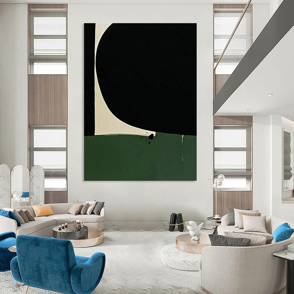 Black - Green Geometric Art for Modern Art Museum & Sophisticated Office Reception DLZ1496
