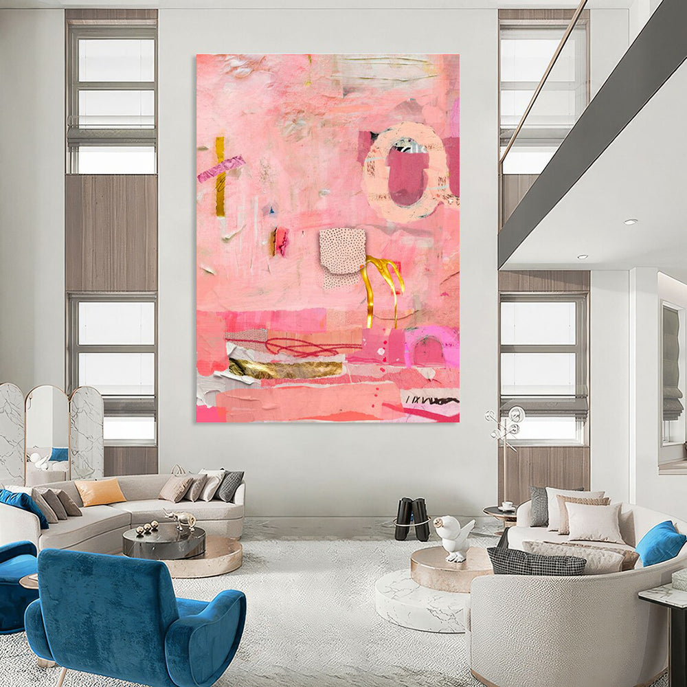 Pink - Themed Collage Abstract Art for Girly Salon Waiting Areas DLZ0087