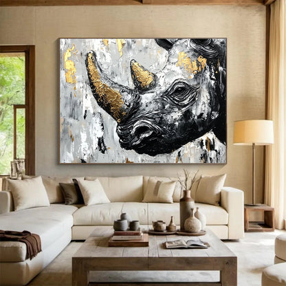 Textured Rhino Portrait Art for Safari - Themed Lounge & Art - Driven Office SC151