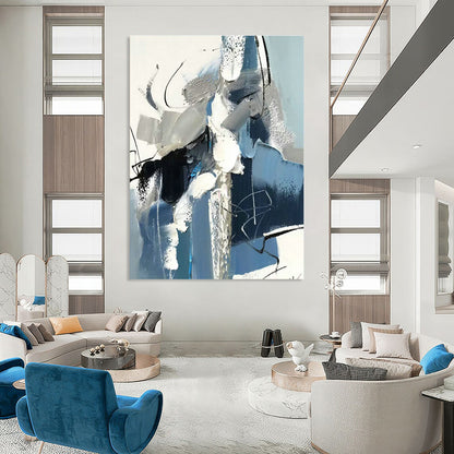 Blue - Gray Abstract Art for Art Gallery Corridor & Industrial Loft DLZ1651