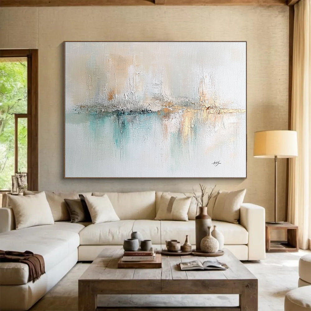 Light - Toned Abstract Landscape Art for Coastal Home Office & Serene Meditation Space SC208