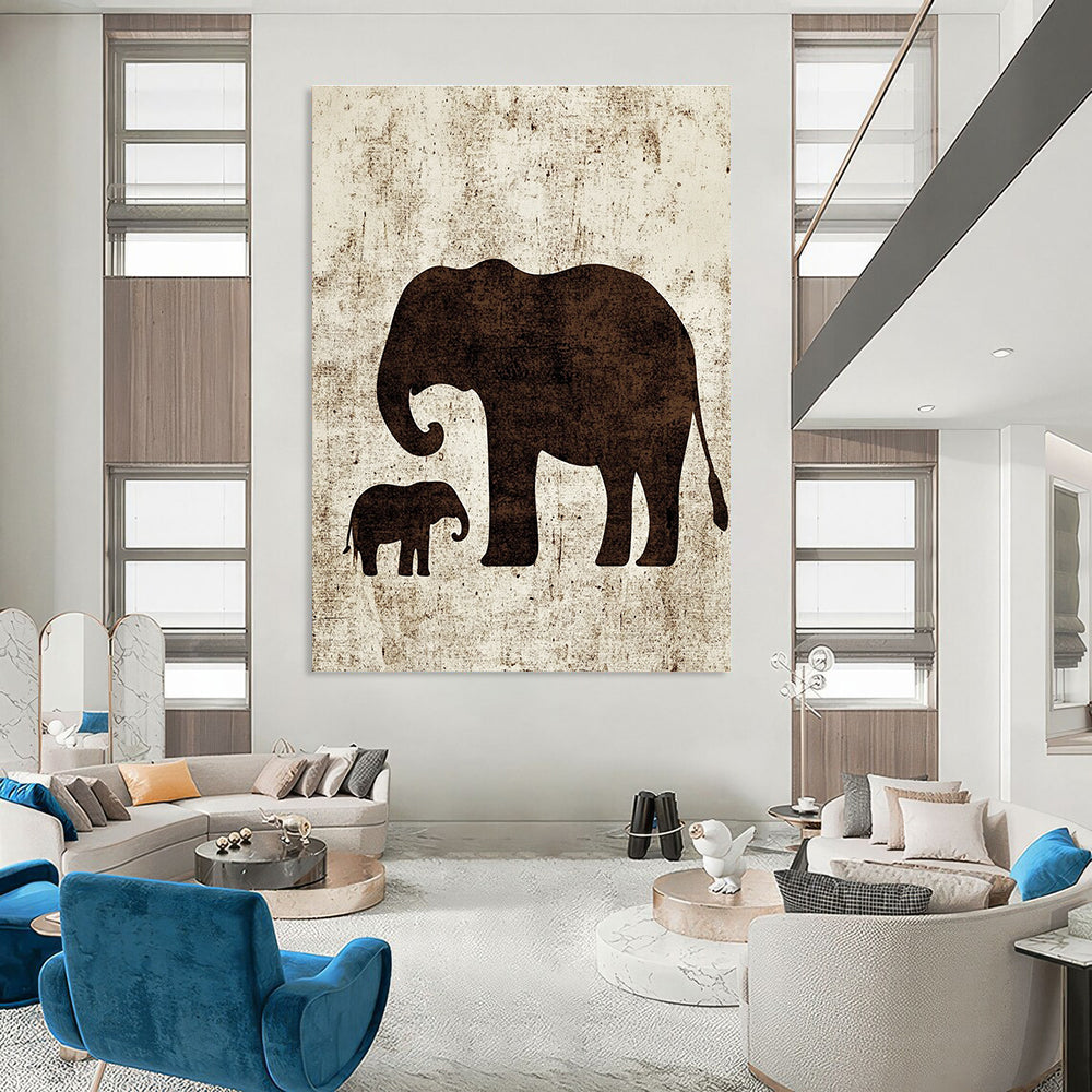 Elephant Silhouettes Art for Family Home & Wildlife Conservation Center STSC1095