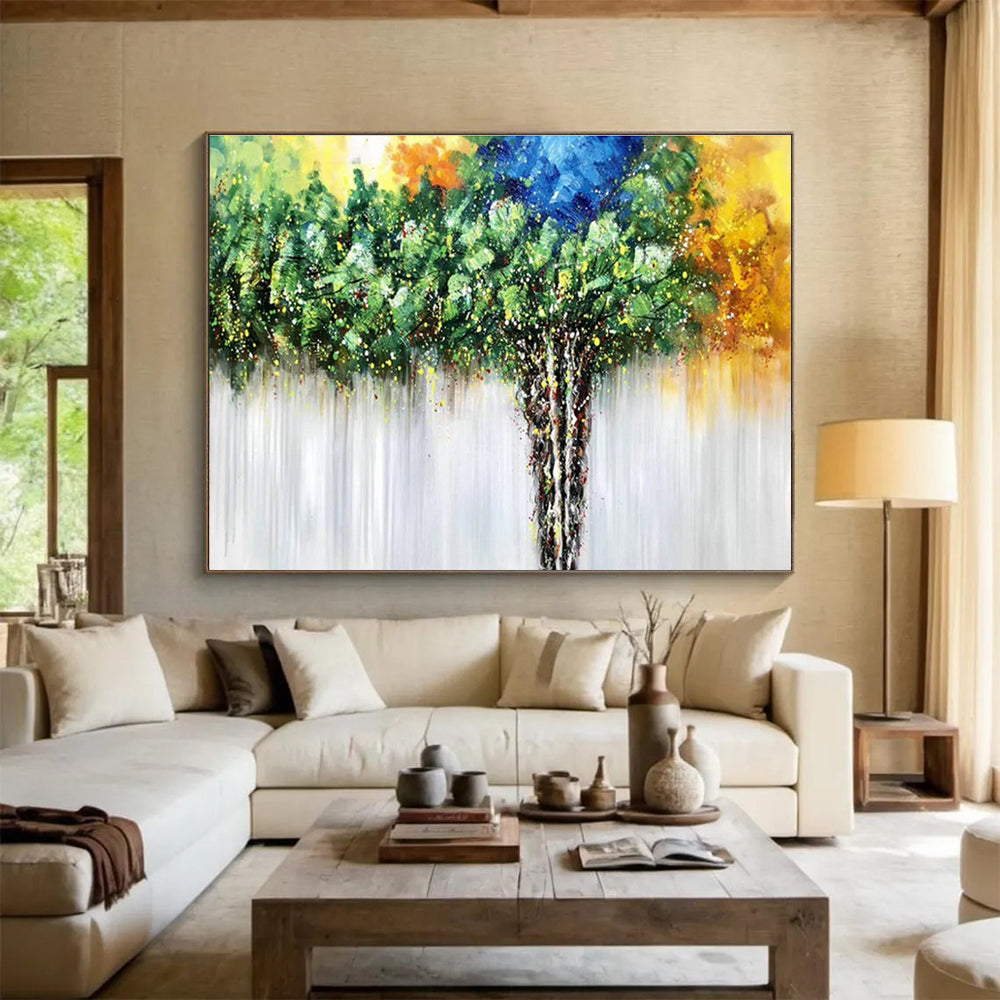 Colorful Tree Painting for Bohemian - Style Living Rooms DLZ2560