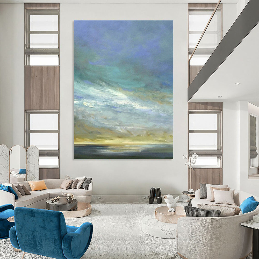 Soft - Color Sky & Sea Art for Minimalist Beach House & Nautical Yoga Studio DLZ0961