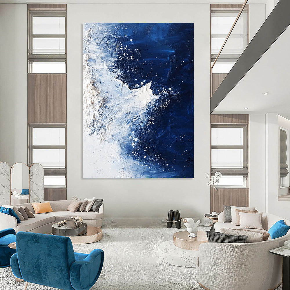 Blue and White Ocean Waves for Coastal Bedroom & Nautical Living Room STSC341