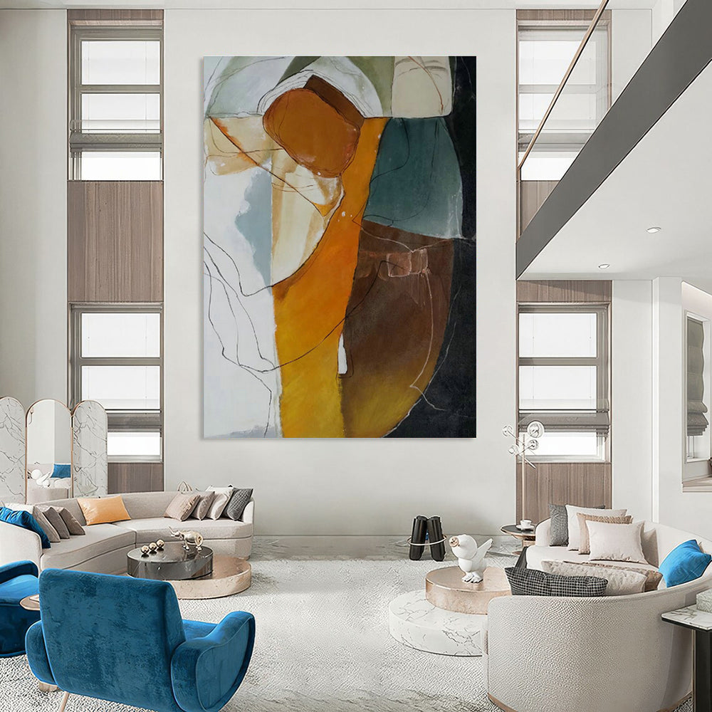 Colorful Abstract Shapes with Lines Art for Creative Studio & Community Center DLZ0609