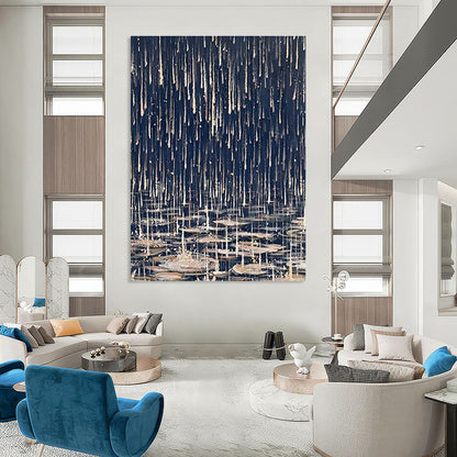 Rainy Night Pond Oil Painting for Nature - Inspired Home & Cozy Bookstore DLZ1332