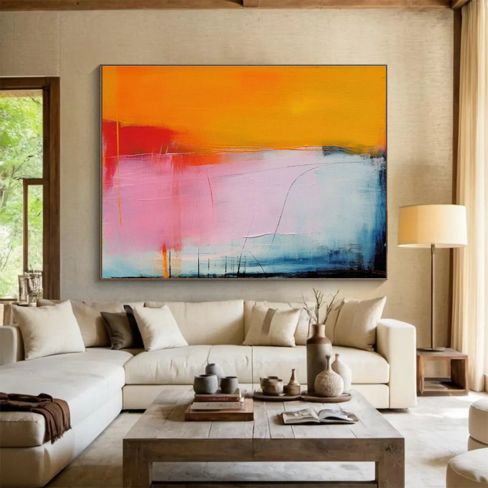 Orange - Pink Gradient Abstract Art for Modern Dining Room DLZ2883