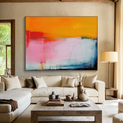 Orange - Pink Gradient Abstract Art for Modern Dining Room DLZ2883