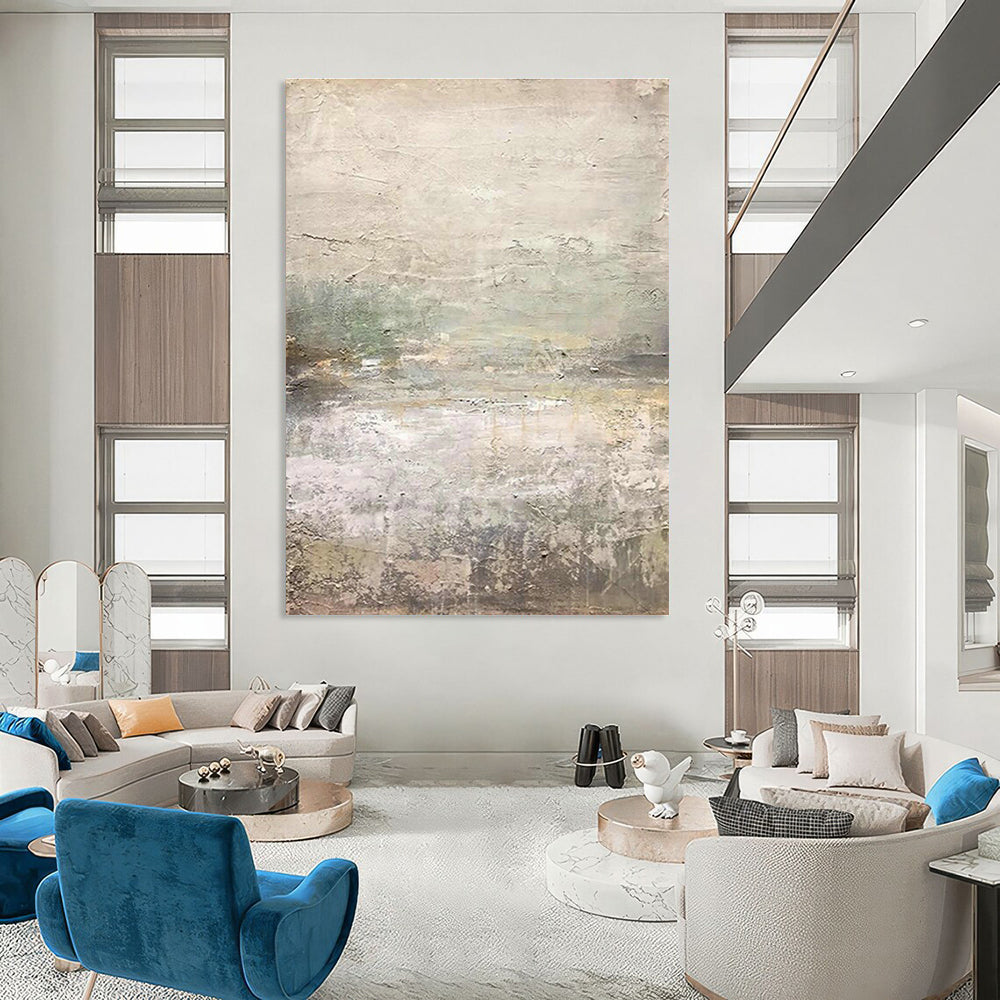 Light Gray Landscape Abstract Art for Minimalist Home Balcony Nooks DLZ0202