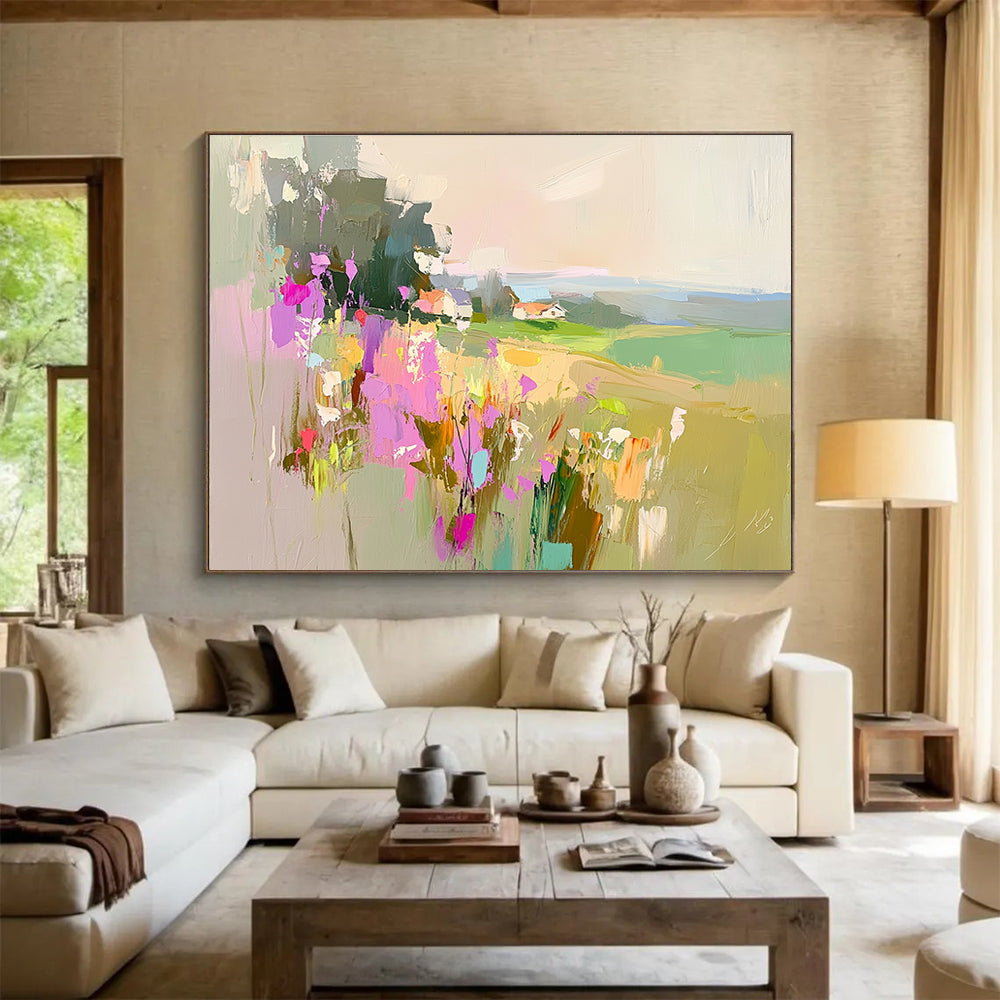 Colorful Pastoral Flowerscape Art for Countryside Villa Living Room & Bohemian - Style Café SC110