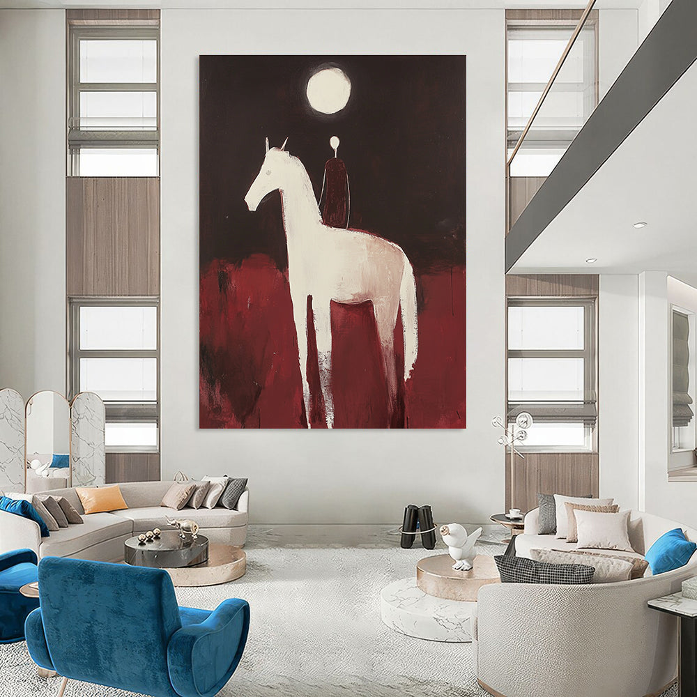 Figure on White Horse for Bohemian - Style Bedroom & Equestrian - Themed Study STSC572